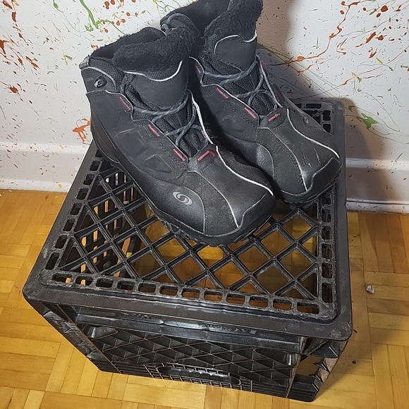 Salomon Black Avo W+ Thinsulate™ Waterproof Winter Boots Wms Sz 7 Lace Up - Picture 2 of 7